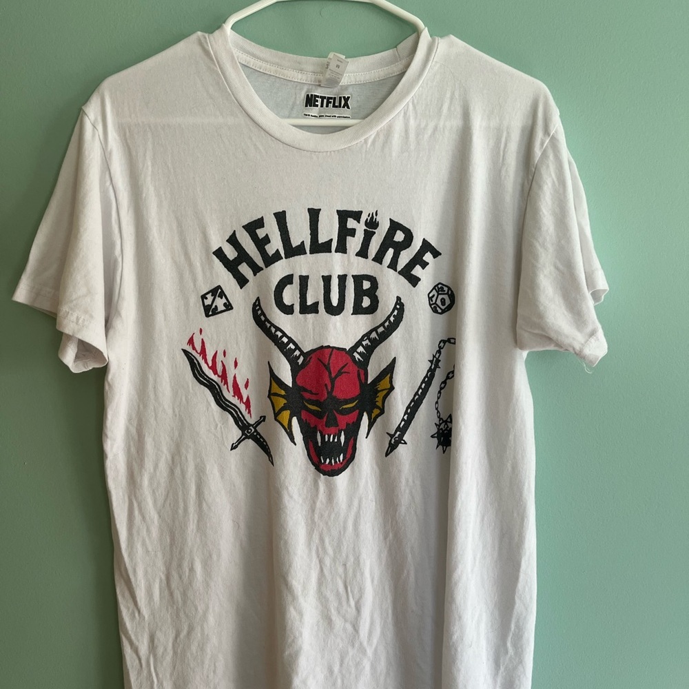 Netflix White Hellfire Club Graphic Short Sleeve Tee